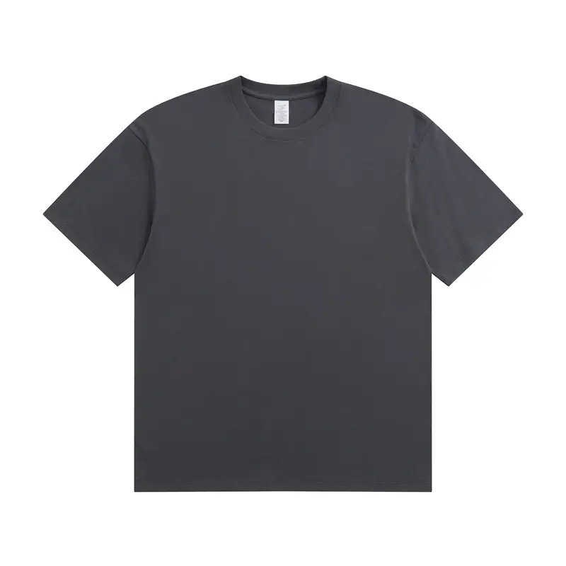 Men Cotton T-Shirt Light Grey Short Sleeve Loose Fit - Image 3