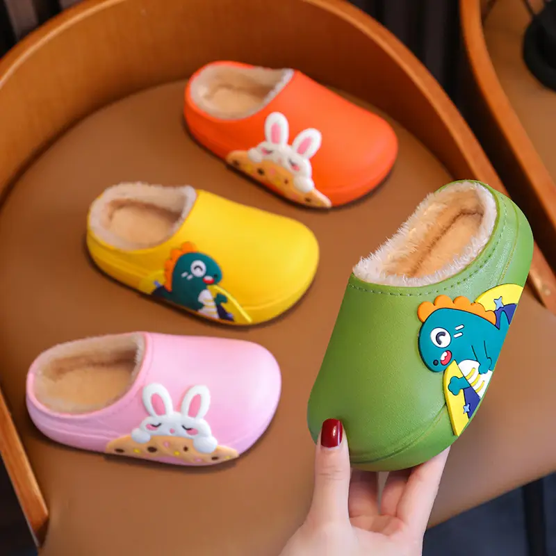 Children's cotton slippers winter indoor non-slip warm boys and girls waterproof soft bottom home baby Mao Mao outer wear cotton shoes