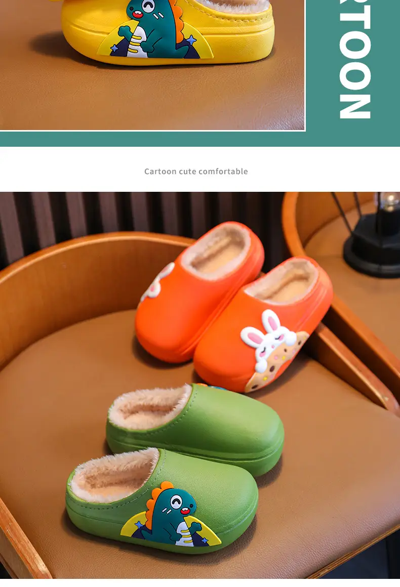 Children's cotton slippers winter indoor non-slip warm boys and girls waterproof soft bottom home baby Mao Mao outer wear cotton shoes — feature 16