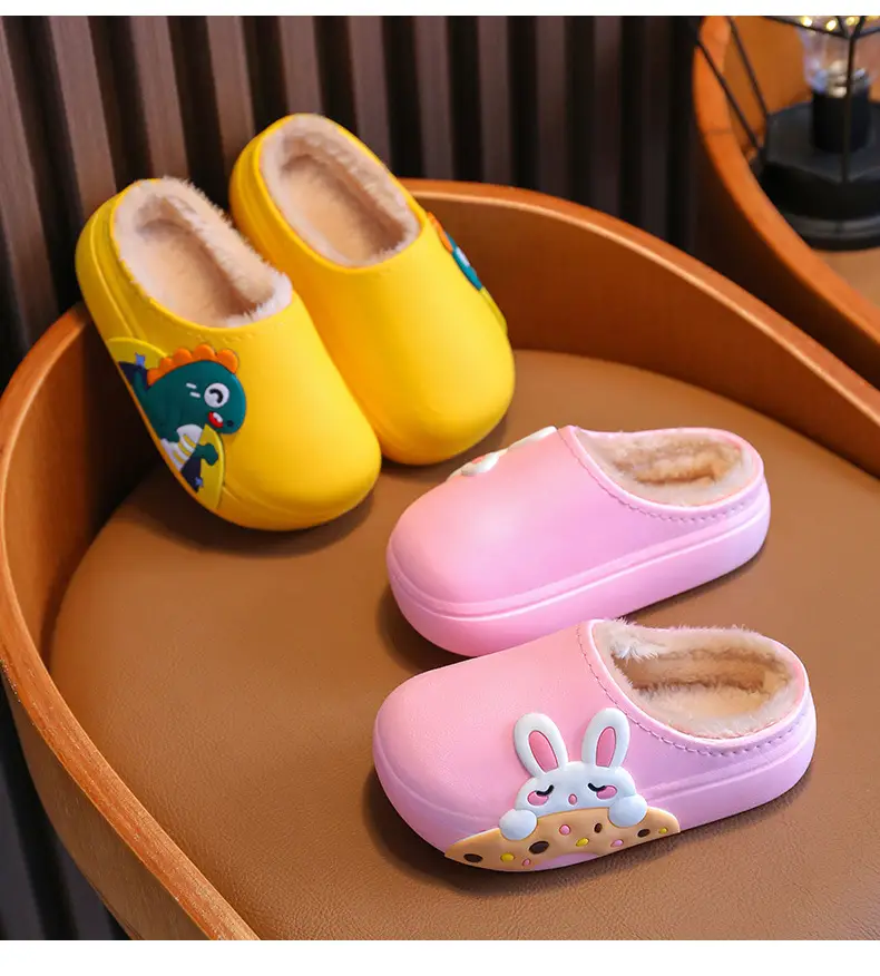 Children's cotton slippers winter indoor non-slip warm boys and girls waterproof soft bottom home baby Mao Mao outer wear cotton shoes — feature 20