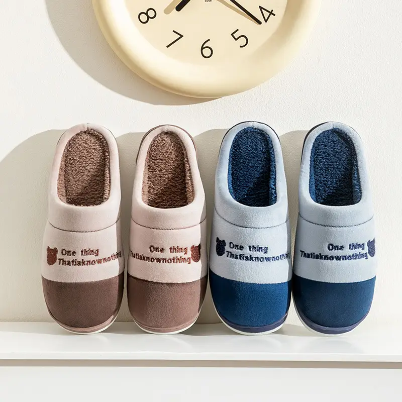 Cotton Slippers for Men Winter Warm Indoor Non-Slip