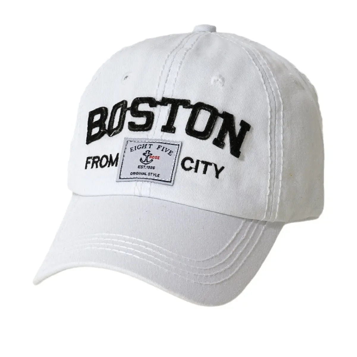 BOSTON Letter Baseball Cap Black Embroidered - Image 11