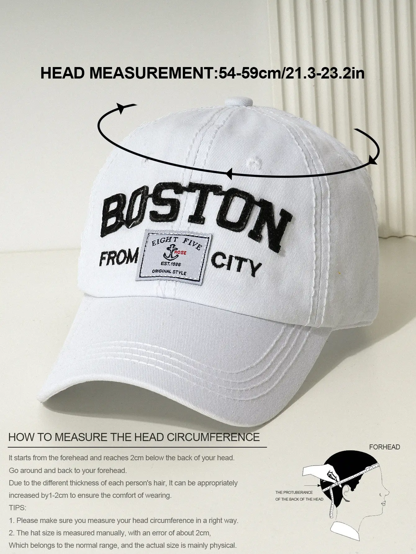 BOSTON Letter Baseball Cap Black Embroidered — feature 2
