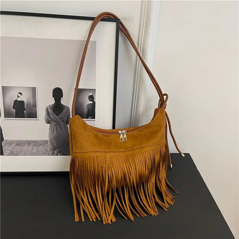 Black Fringe Shoulder Bag for Women 2024 - Image 5