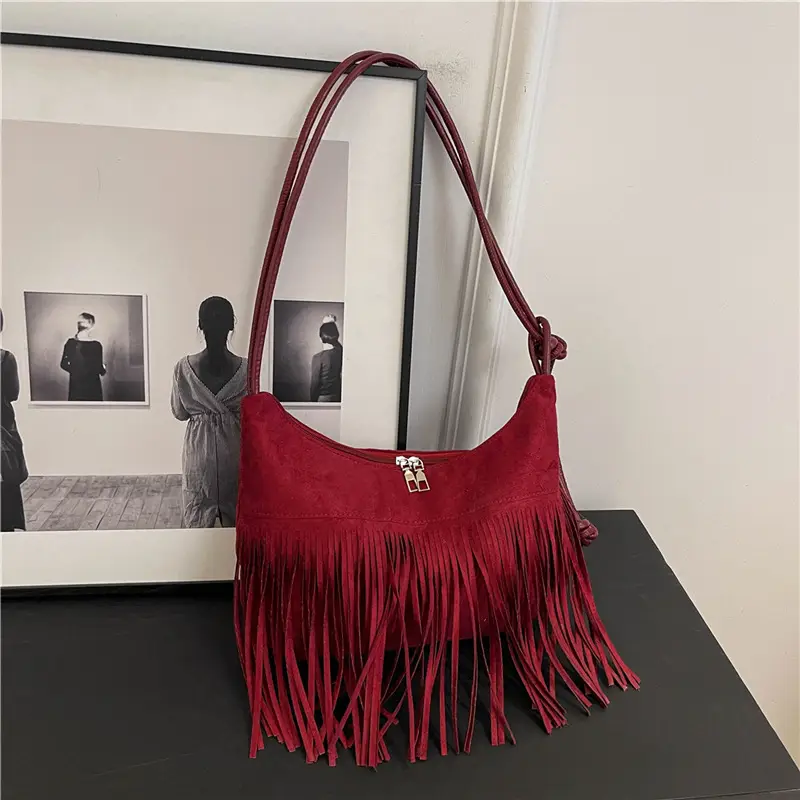 Black Fringe Shoulder Bag for Women 2024 - Image 6