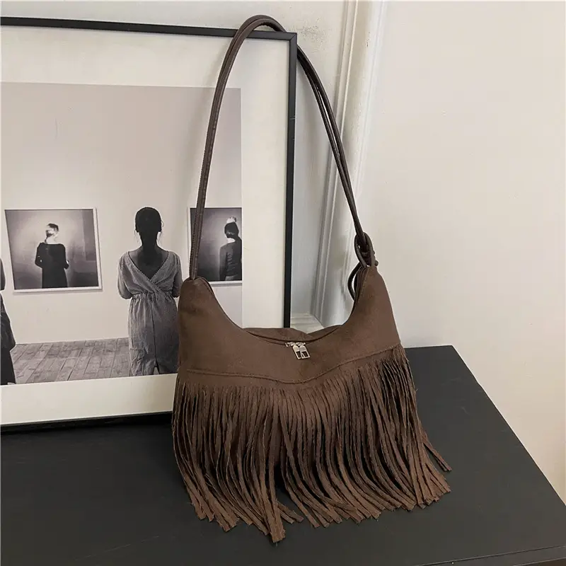 Black Fringe Shoulder Bag for Women 2024 - Image 7