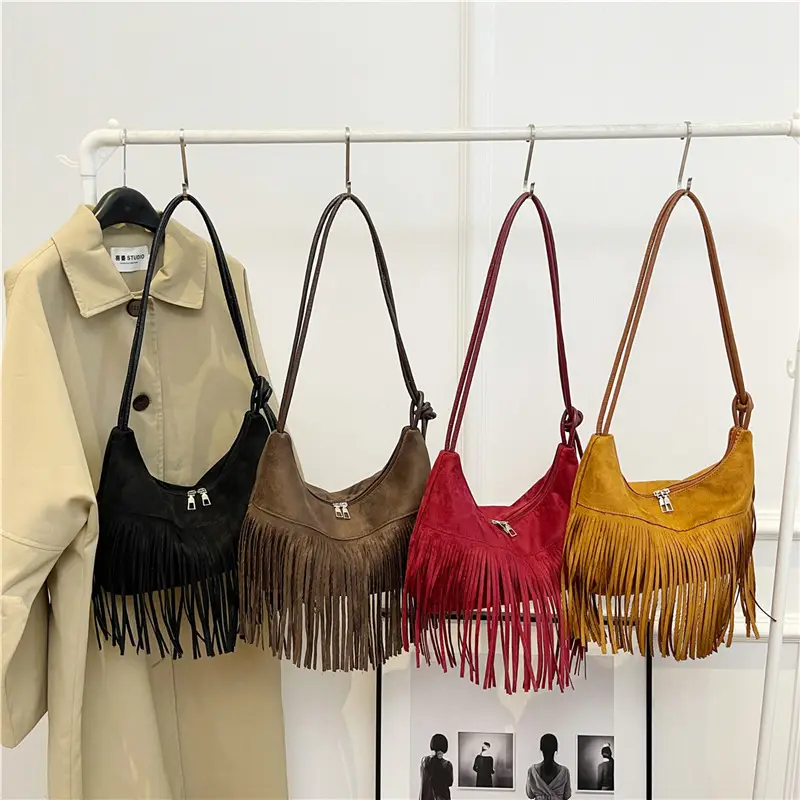 Black Fringe Shoulder Bag for Women 2024 - Image 8