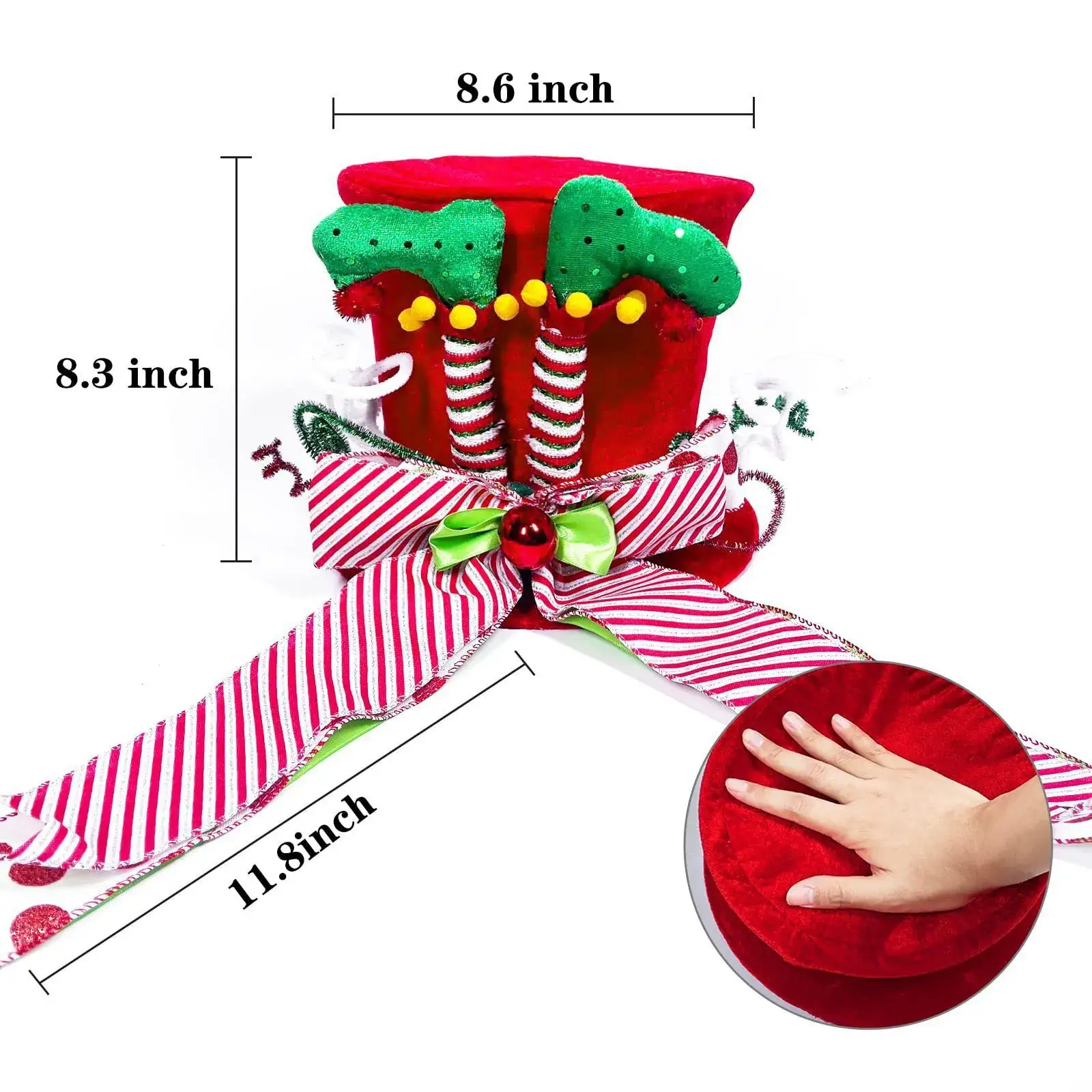 Christmas Tree Top Hat with Witch Leg Bow Decor