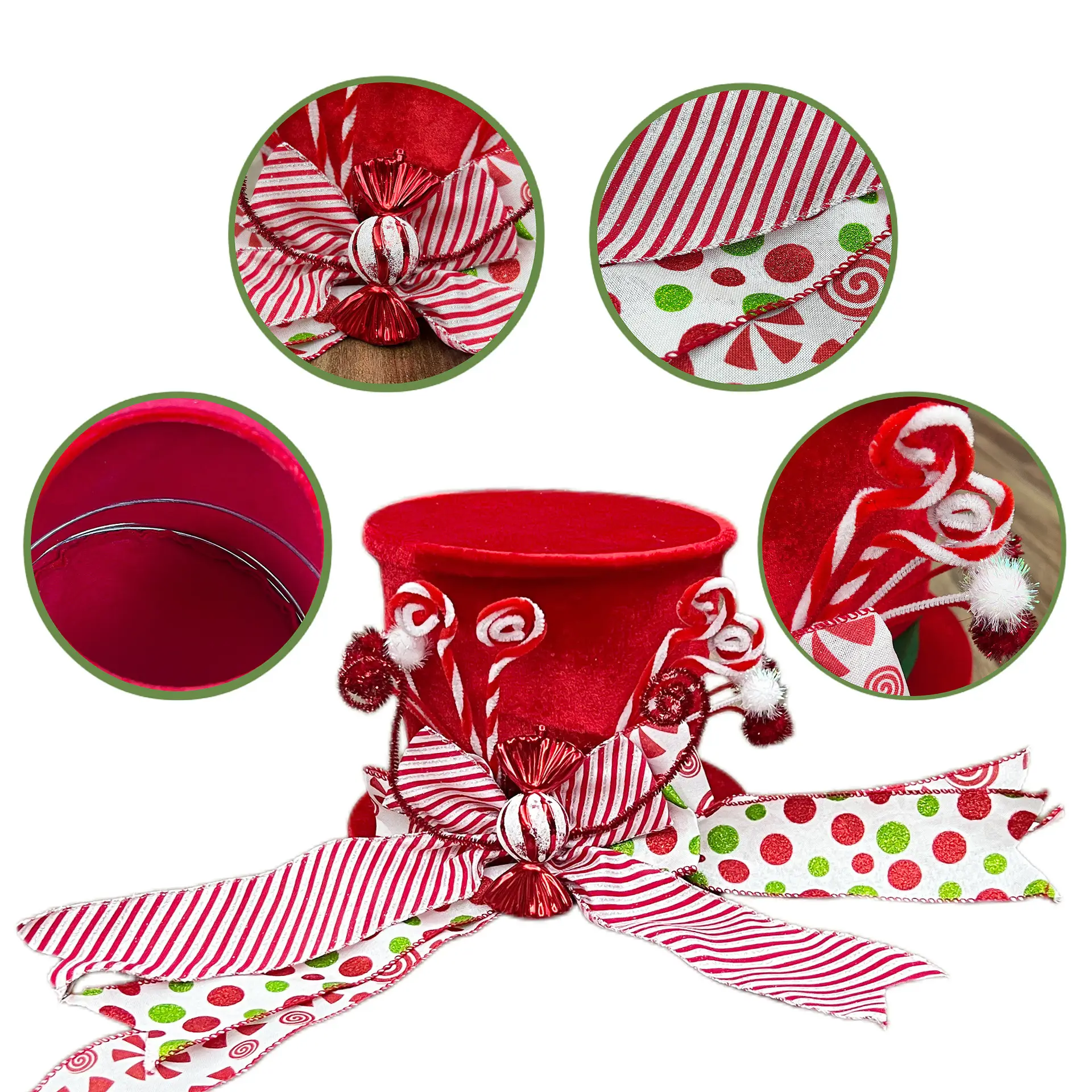 Christmas Tree Top Hat with Witch Leg Bow Decor — feature 10