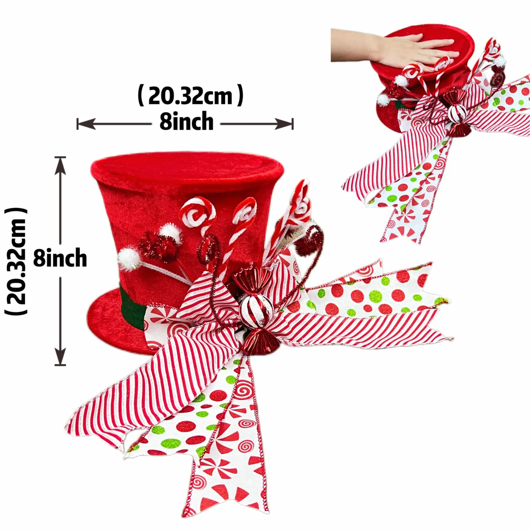 Christmas Tree Top Hat with Witch Leg Bow Decor — feature 13