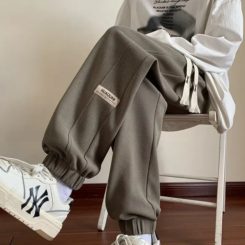 Men's 2024 Gray Sweatpants with Splicing Design - Image 3