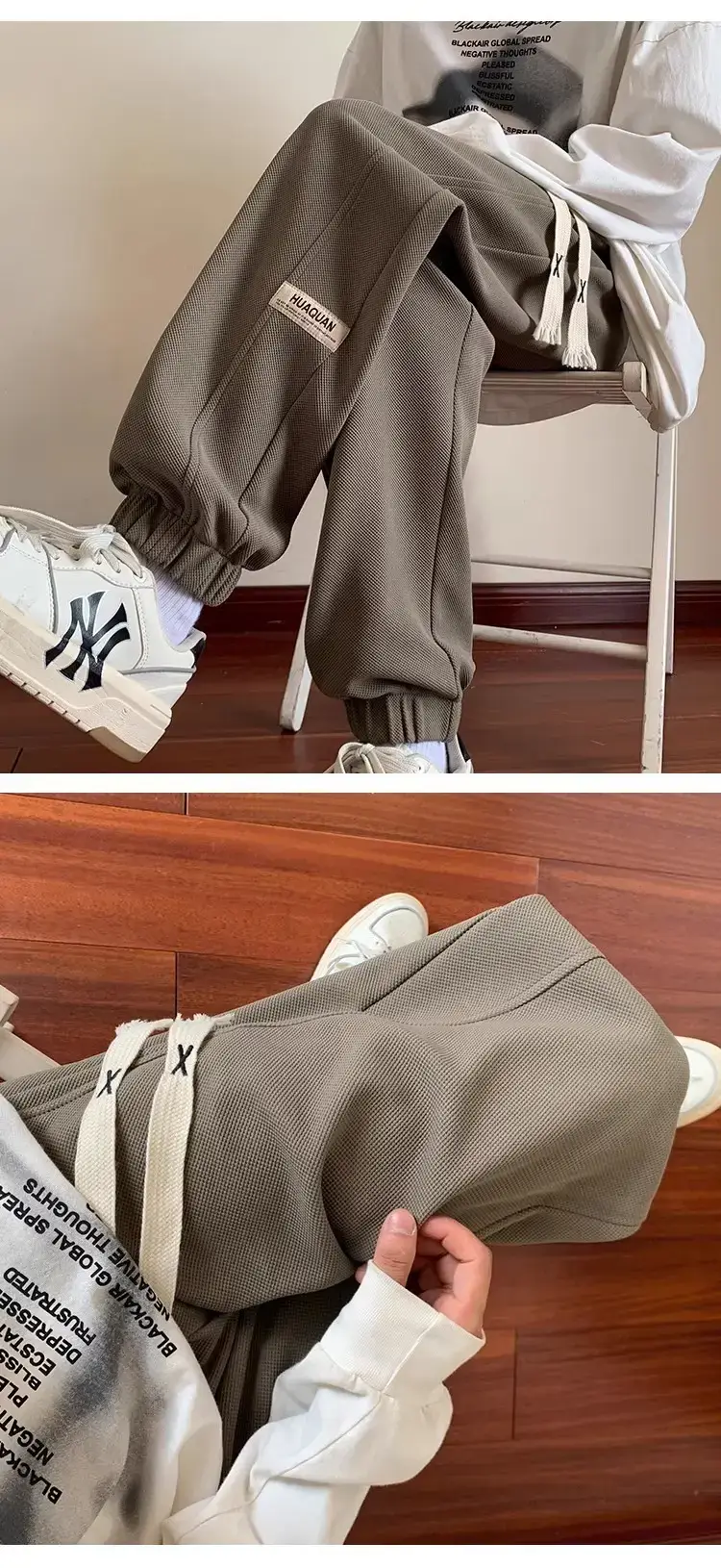 Men's 2024 Gray Sweatpants with Splicing Design — feature 3