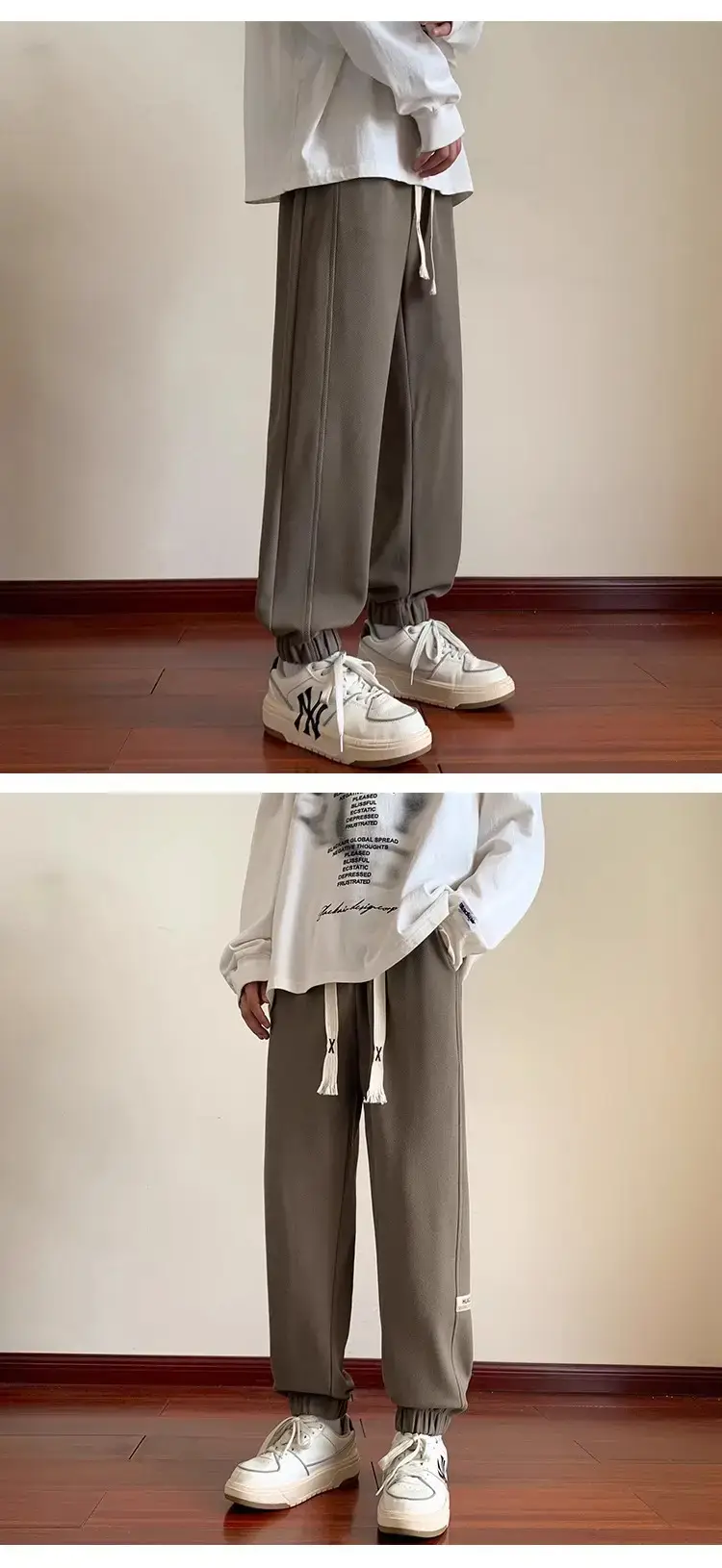 Men's 2024 Gray Sweatpants with Splicing Design — feature 5