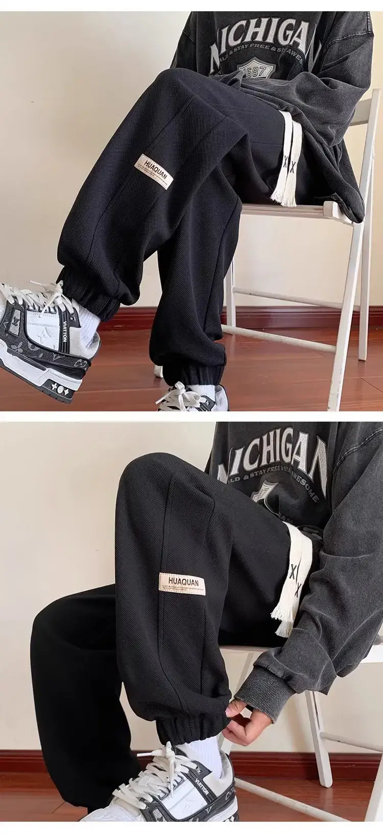 Men's 2024 Gray Sweatpants with Splicing Design — feature 6
