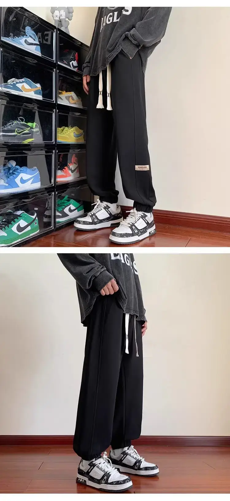 Men's 2024 Gray Sweatpants with Splicing Design — feature 7