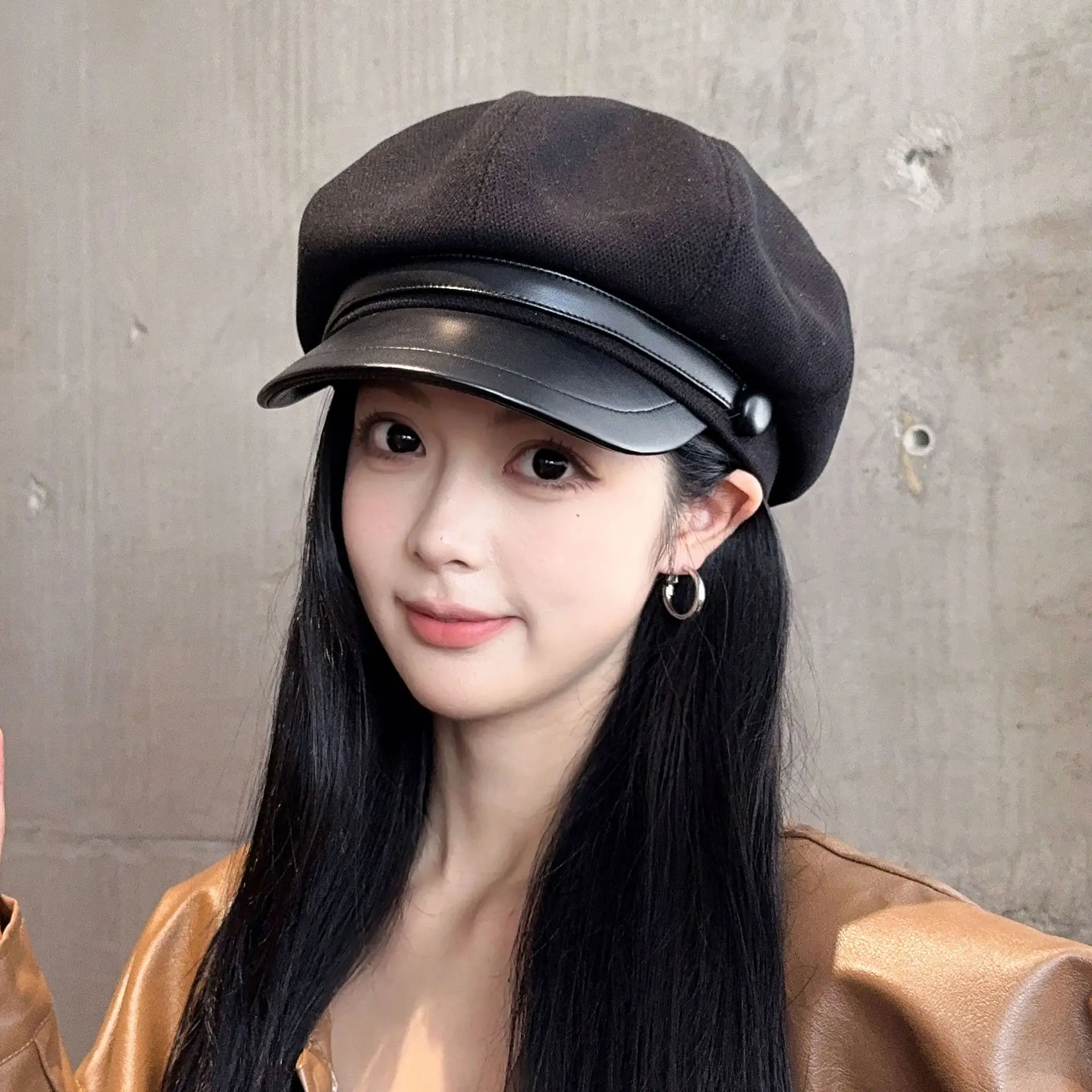 Women's Black Octagonal Beret Cap Spring Autumn Wear - Image 20