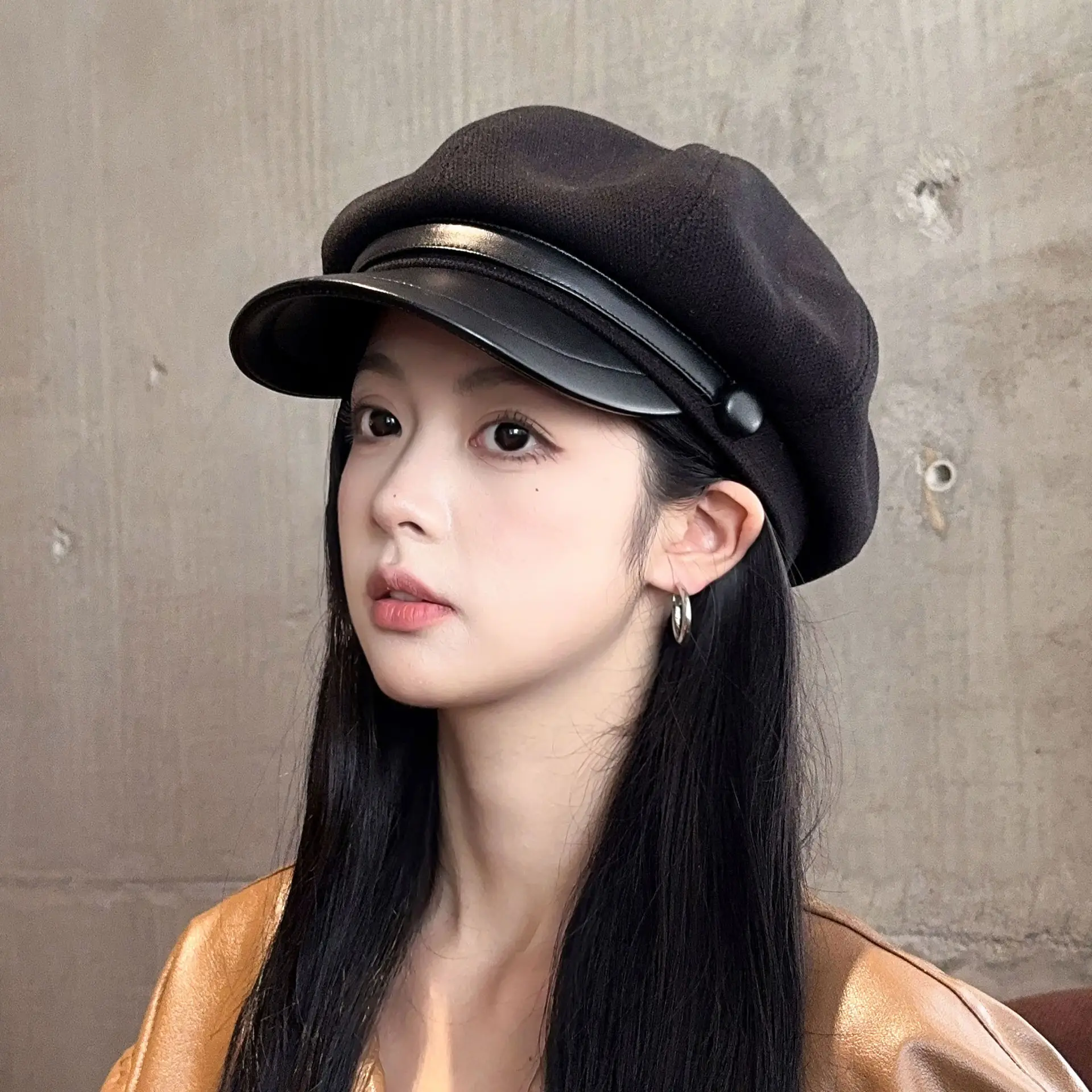 Women's Black Octagonal Beret Cap Spring Autumn Wear - Image 21