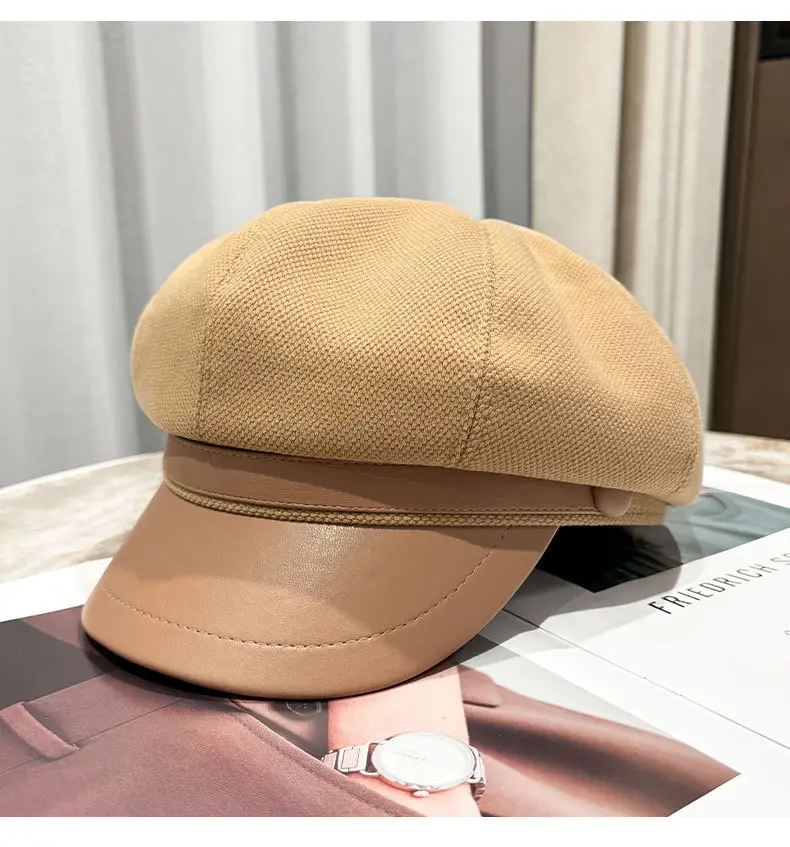 Women's Black Octagonal Beret Cap Spring Autumn Wear — feature 18