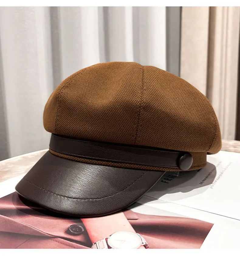 Women's Black Octagonal Beret Cap Spring Autumn Wear — feature 19