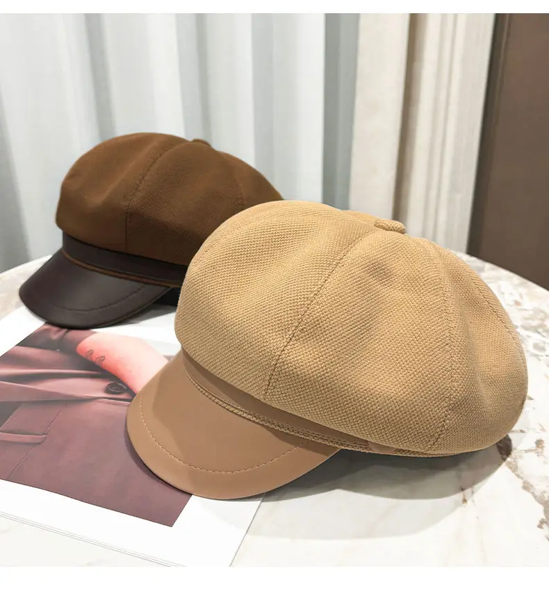 Women's Black Octagonal Beret Cap Spring Autumn Wear — feature 22