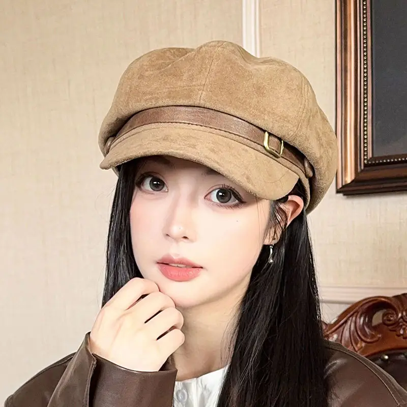 Women's Black Octagonal Beret Cap Spring Autumn Wear - Image 12