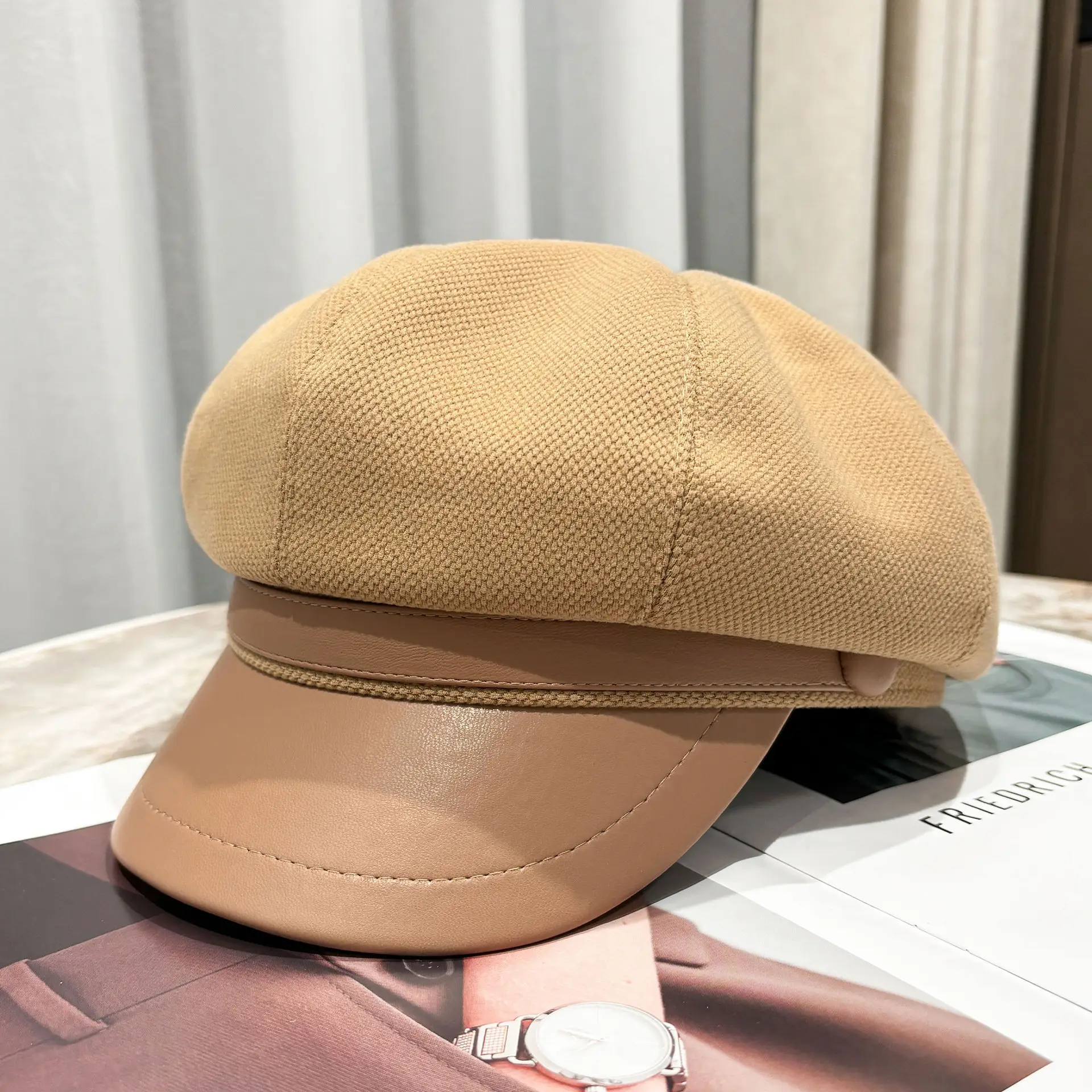 Women's Black Octagonal Beret Cap Spring Autumn Wear - Image 16