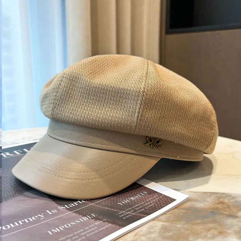 Women's Black Octagonal Beret Cap Spring Autumn Wear - Image 7