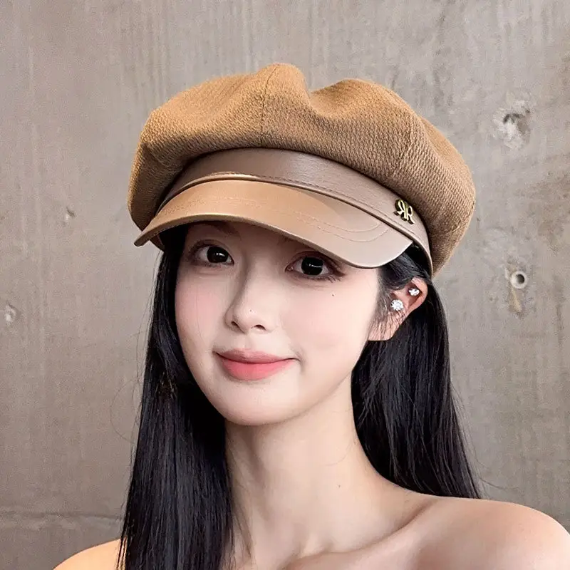 Women's Black Octagonal Beret Cap Spring Autumn Wear - Image 8