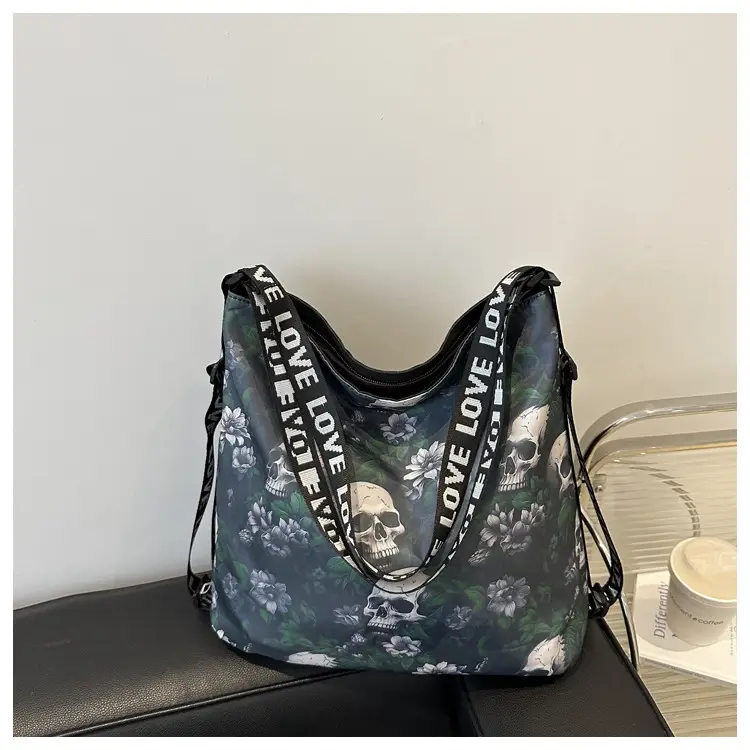 Nylon Skull Floral Shoulder Bag for Women — feature 10