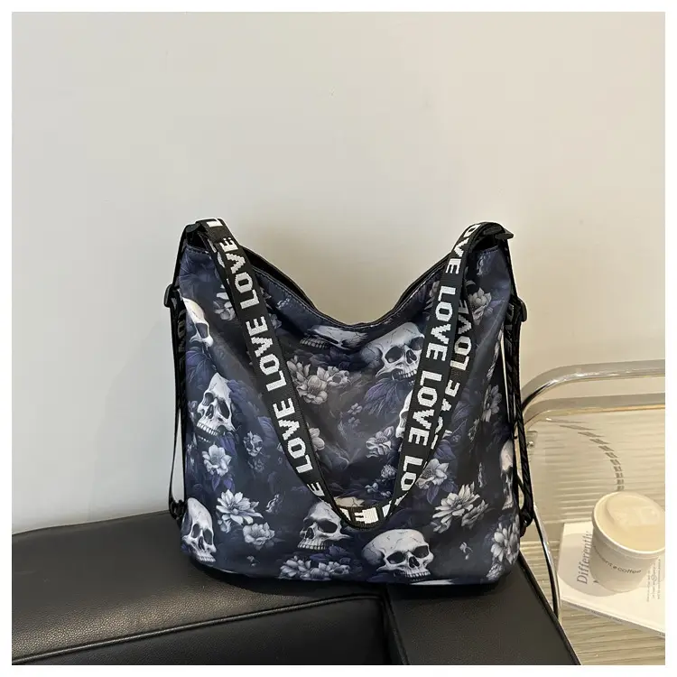 Nylon Skull Floral Shoulder Bag for Women — feature 13