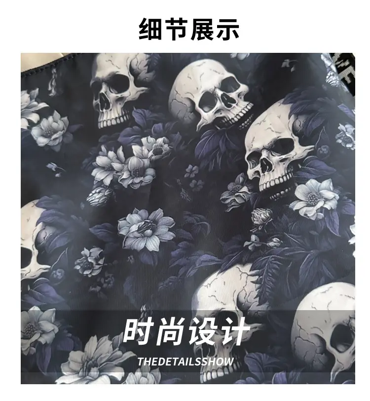 Nylon Skull Floral Shoulder Bag for Women — feature 4