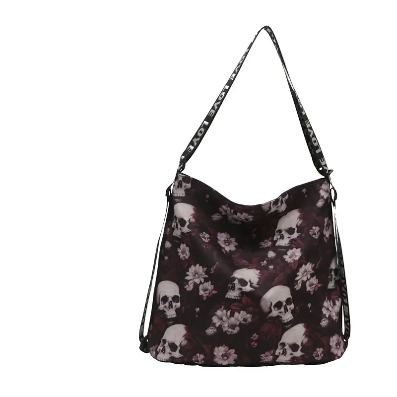Nylon Skull Floral Shoulder Bag for Women - Image 2