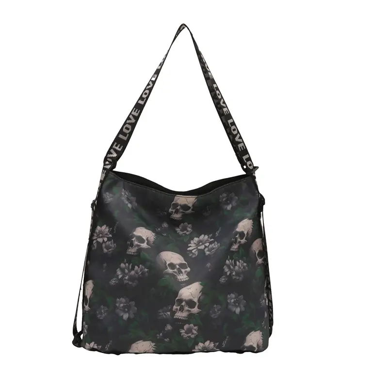 Nylon Skull Floral Shoulder Bag for Women - Image 3