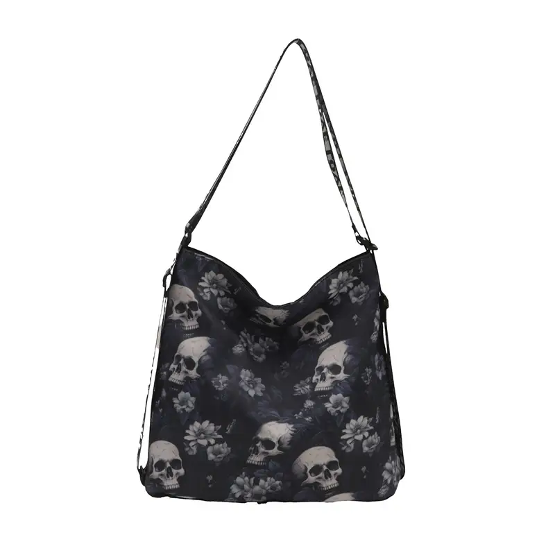 Nylon Skull Floral Shoulder Bag for Women - Image 4