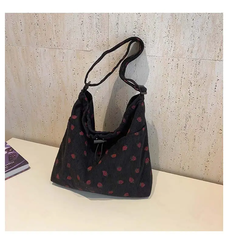 Women's Strawberry Printed Corduroy Shoulder Bag — feature 22