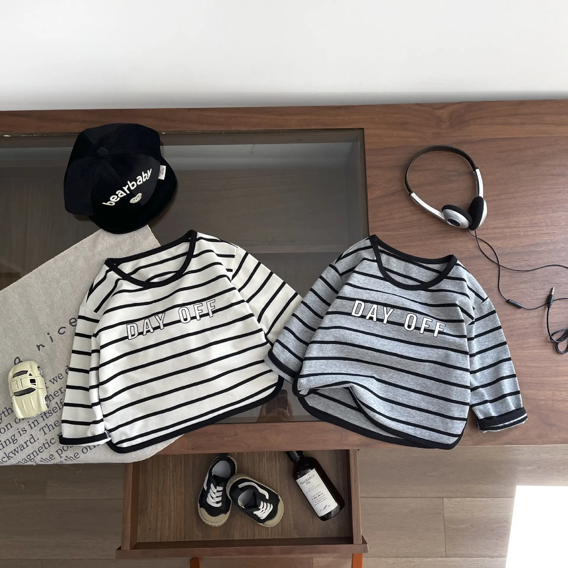 Children Striped T-Shirt Set Spring New Girls Boys - Image 4