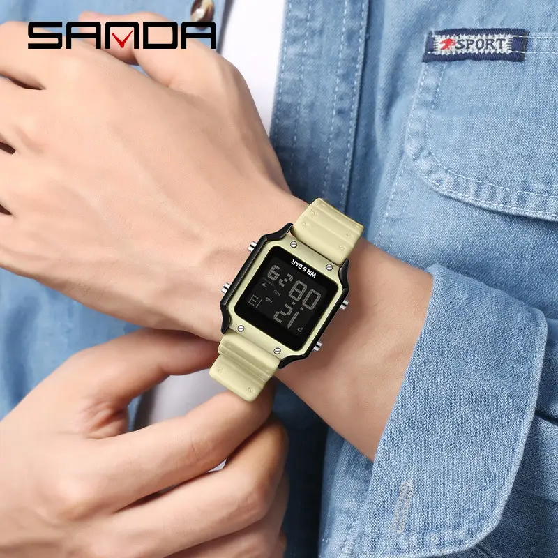Sanda Square Digital Watch with Silicone Strap - Image 13