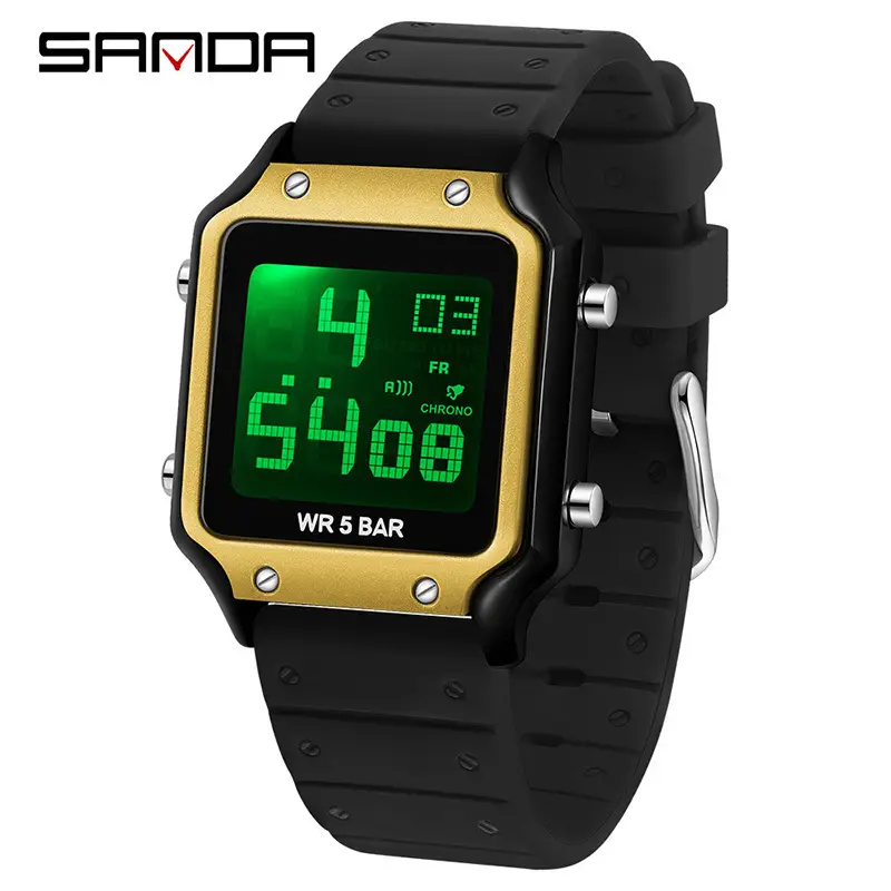 Sanda Square Digital Watch with Silicone Strap - Image 8