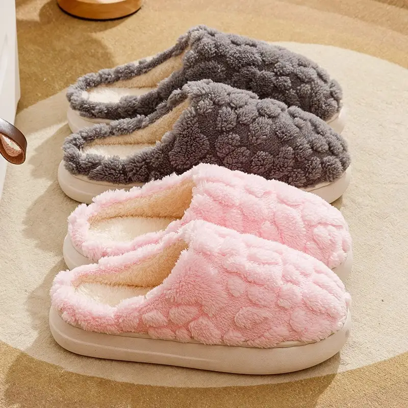 2026 Autumn/Winter Home Cotton Slippers Maternity Slippers Unisex Couple Style Indoor Non-Slip Silent Cotton Slippers with Fleece Lining for Warmth
