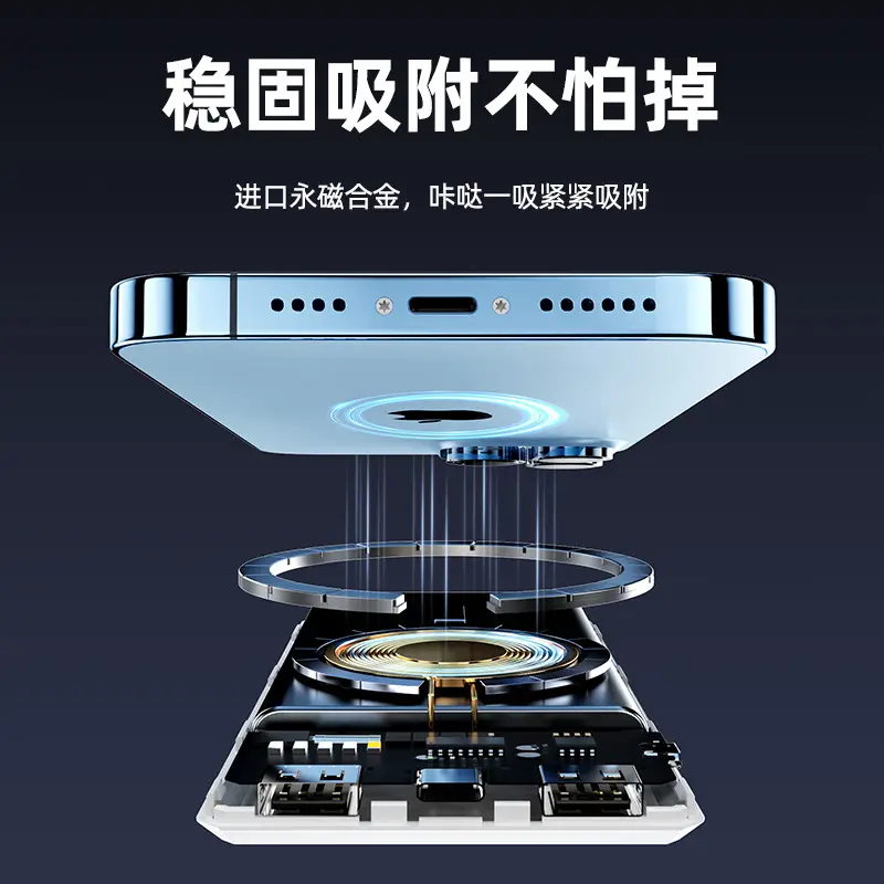 Transparent Magsafe Magnetic Wireless Charging Treasure 20000 mA Small and Large Capacity Mobile Power Sharing Gift
