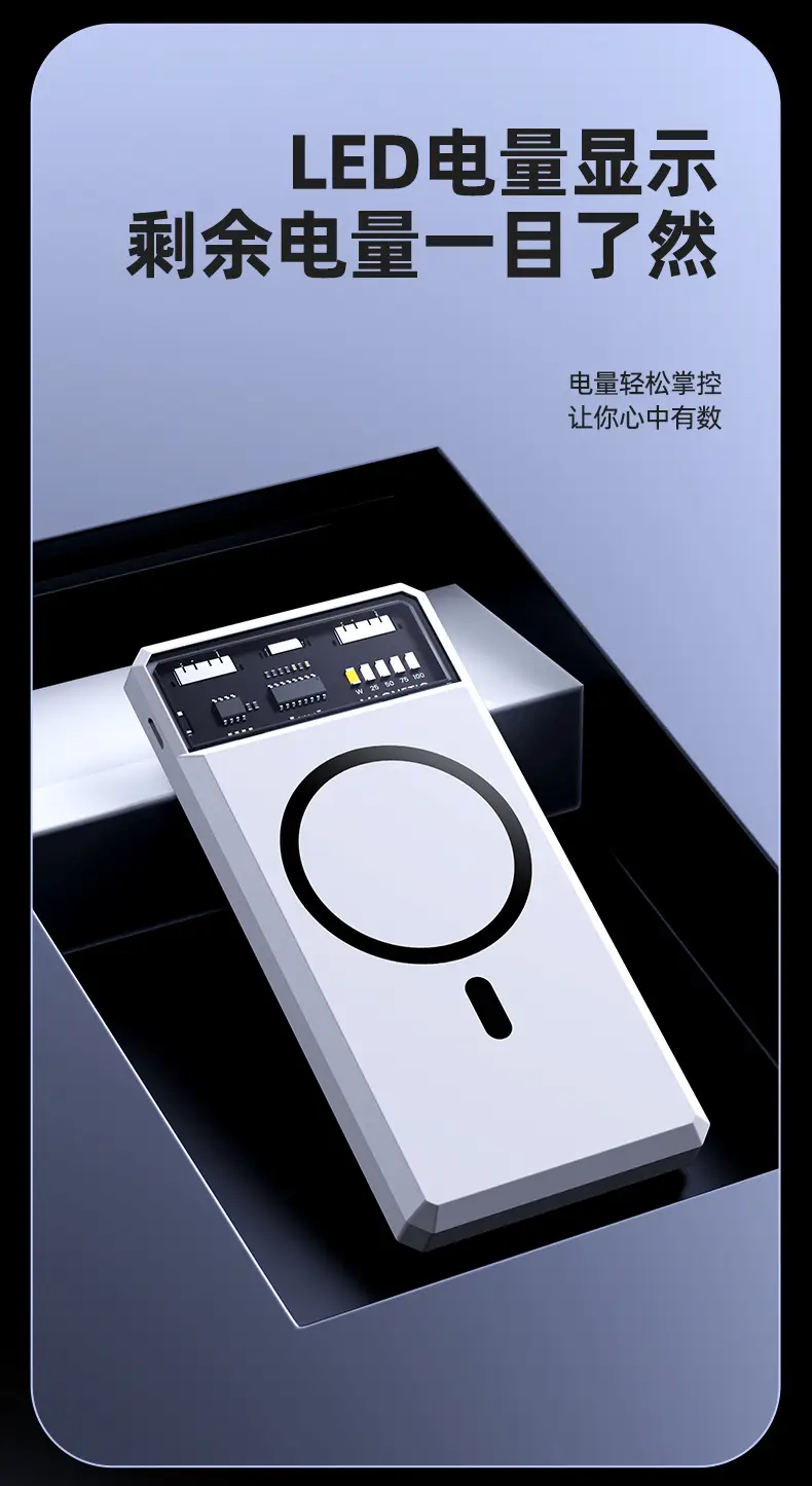 Transparent Magsafe Magnetic Wireless Charging Treasure 20000 mA Small and Large Capacity Mobile Power Sharing Gift — feature 13
