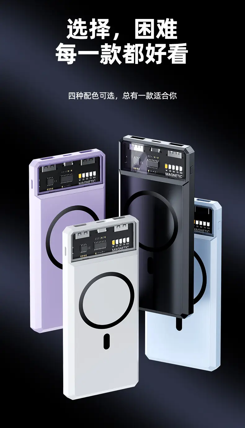 Transparent Magsafe Magnetic Wireless Charging Treasure 20000 mA Small and Large Capacity Mobile Power Sharing Gift — feature 14
