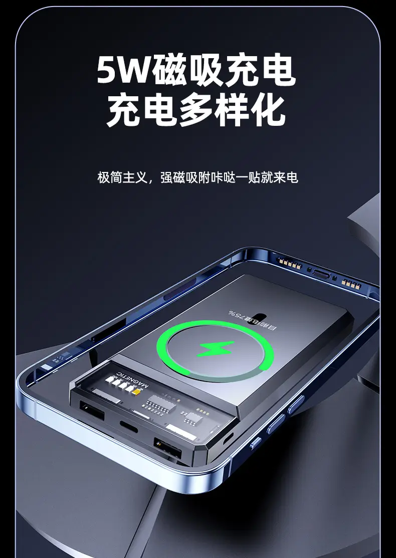 Transparent Magsafe Magnetic Wireless Charging Treasure 20000 mA Small and Large Capacity Mobile Power Sharing Gift — feature 6