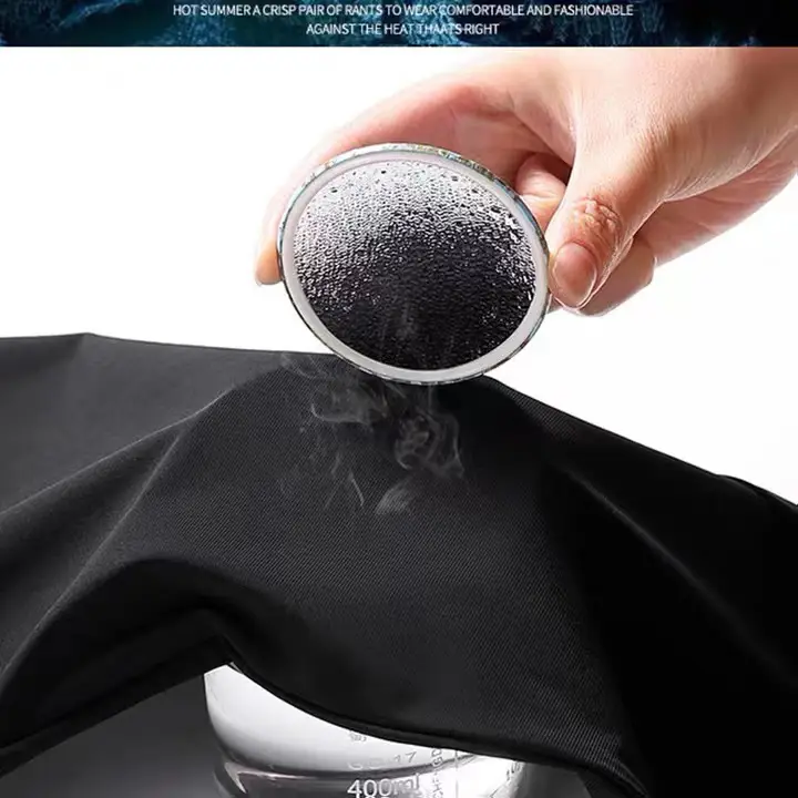Men Ice Silk Sports Pants Black 2 Pcs - Image 8