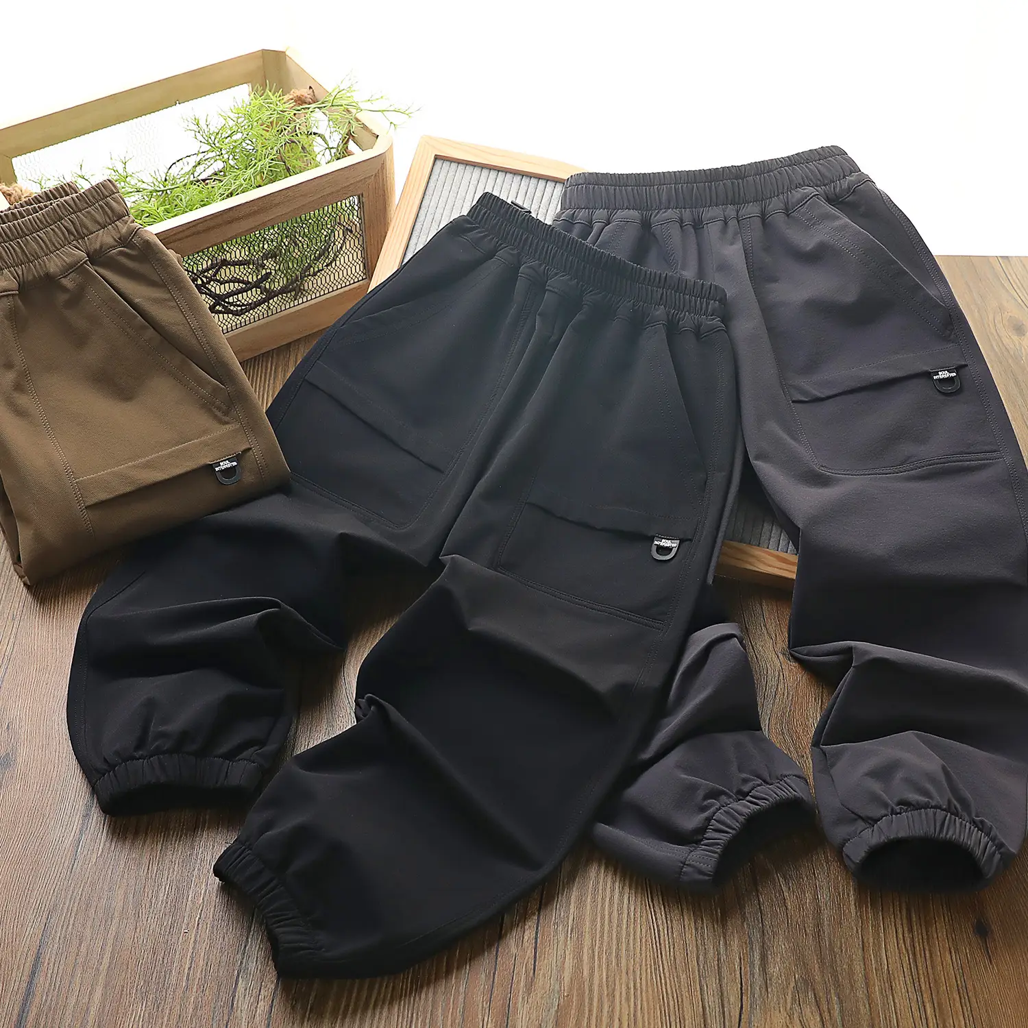 2025 Autumn Boys Woven Sports Pants Navy Blue - Image 7