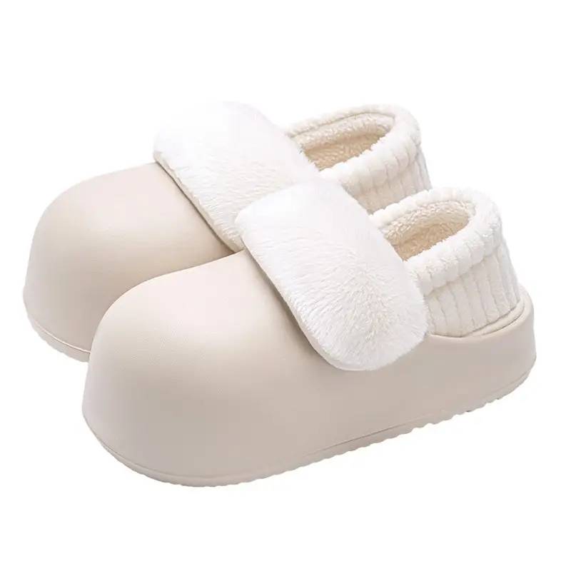 Waterproof Cotton Slippers for Women, Winter 2026 New Model, Detachable Heel, Home Thick-Soled Warm Plush Cotton Shoes for Outdoor Wear