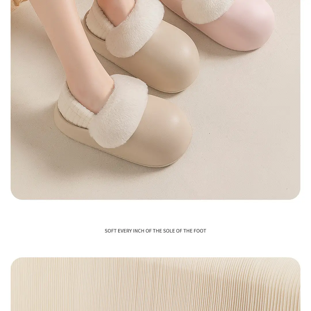Waterproof Cotton Slippers for Women, Winter 2026 New Model, Detachable Heel, Home Thick-Soled Warm Plush Cotton Shoes for Outdoor Wear — feature 14