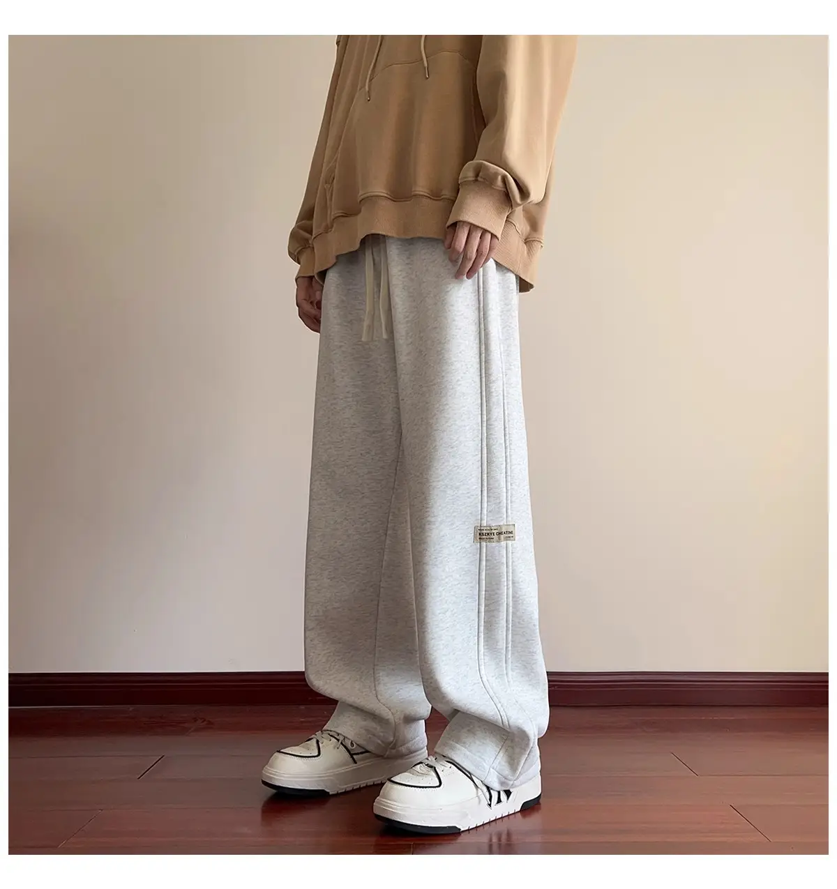 Gray Heavyweight Sports Pants for Men Large — feature 3