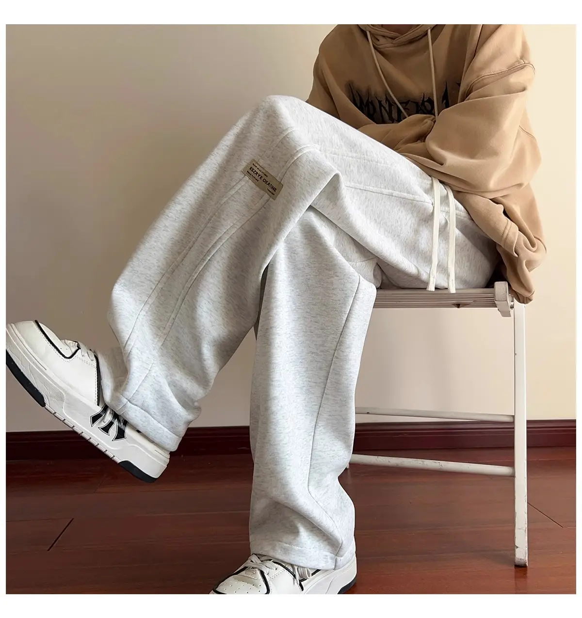 Gray Heavyweight Sports Pants for Men Large — feature 9