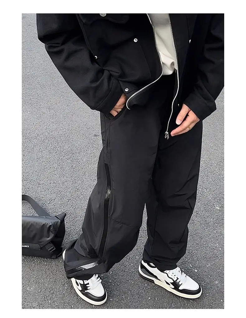 Men's Black Windproof Ice Silk Straight Pants — feature 12